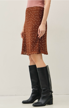 Load image into Gallery viewer, Polka Dot Knee Length Chiffon Skirt - Brown
