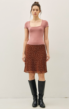 Load image into Gallery viewer, Polka Dot Knee Length Chiffon Skirt - Brown