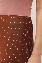 Load image into Gallery viewer, Polka Dot Knee Length Chiffon Skirt - Brown