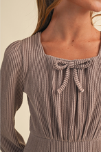 Load image into Gallery viewer, Long Sleeve Ribbed Knit Dress Mocha - Youth