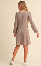 Load image into Gallery viewer, Long Sleeve Ribbed Knit Dress Mocha - Youth