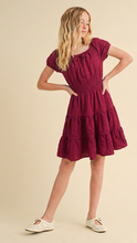 Load image into Gallery viewer, Puff Sleeve Flounce Dress - Anemone