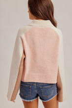 Load image into Gallery viewer, Color Block Collared Quarter Zip Sweater