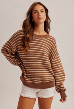 Load image into Gallery viewer, Oversized Textured Crewneck Sweater - Brown Multi