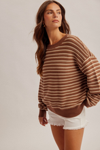 Load image into Gallery viewer, Oversized Textured Crewneck Sweater - Brown Multi