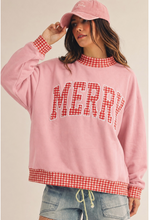 Load image into Gallery viewer, Gingham Trim Plaid Sweater - Pink