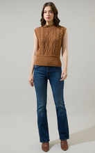 Load image into Gallery viewer, Exaggerated Hem Cable Knit Sweater - Rust Brown