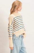 Load image into Gallery viewer, Striped Mock Neck Sweater - Blue