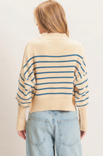 Load image into Gallery viewer, Striped Mock Neck Sweater - Blue