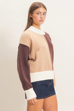 Load image into Gallery viewer, Color Block Mock Neck Sweater - Brown