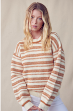 Load image into Gallery viewer, Chunky Knit Striped Pullover - Warm Taupe