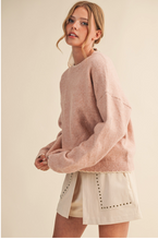 Load image into Gallery viewer, Contrast Knit Scalloped Edge Sweater - Ivory Taupe