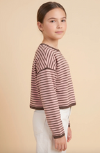 Load image into Gallery viewer, Striped Contrast Long Sleeve Top Pink/Brown - Youth