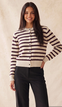 Load image into Gallery viewer, Stripe Crewneck Sweater - Oatmeal/Brown