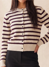Load image into Gallery viewer, Stripe Crewneck Sweater - Oatmeal/Brown