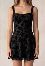 Load image into Gallery viewer, Floral Lace Trim Double Layer Mini Dress - Black