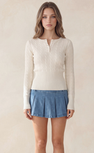Load image into Gallery viewer, Cable Knit Exaggerated Hem Sweater - Cream