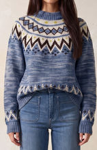 Load image into Gallery viewer, Fair Isle Geometric Ribbed Sweater - Blue