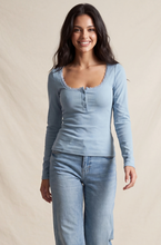 Load image into Gallery viewer, Lace Trim Henley - Winter Sky