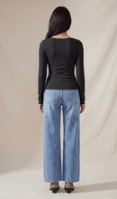 Load image into Gallery viewer, Lace Trim Henley - Black