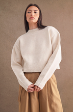 Load image into Gallery viewer, Mock Neck Pullover Knit Sweater - Cream