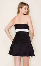 Load image into Gallery viewer, Strapless Satin Scalloped Mini Dress - Black