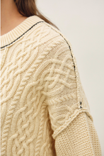 Load image into Gallery viewer, Contrast Stitch Cable Knit Sweater - Natural/Black