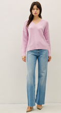 Load image into Gallery viewer, Exposed Seam V-Neck Sweater - Pink