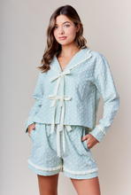 Load image into Gallery viewer, Floral Texture Pajama Set - Blue