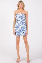 Load image into Gallery viewer, +Floral Strapless Mini Dress - Blue
