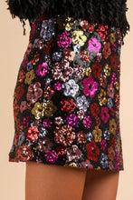 Load image into Gallery viewer, Floral Sequin Mini Skirt
