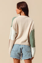 Load image into Gallery viewer, Multi-Pattern Colorblock Cardigan - Oatmeal Sage

