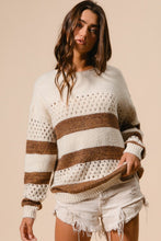 Load image into Gallery viewer, Oversized Striped Pattern Knit Sweater - Brown Ivory