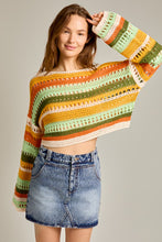 Load image into Gallery viewer, Loose Knit Crochet Sweater - Stripe/Multi
