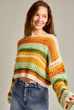 Load image into Gallery viewer, Loose Knit Crochet Sweater - Stripe/Multi
