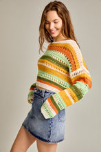 Load image into Gallery viewer, Loose Knit Crochet Sweater - Stripe/Multi
