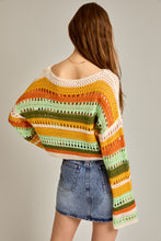 Load image into Gallery viewer, Loose Knit Crochet Sweater - Stripe/Multi
