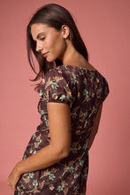 Load image into Gallery viewer, Floral Puff Sleeve Midi Dress - Brown
