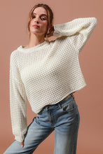 Load image into Gallery viewer, Crochet Waffle Knit Sweater - Ivory
