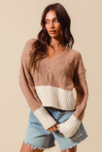Load image into Gallery viewer, Contrast RIb Hem Cable Knit - Mocha/Ivory
