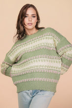 Load image into Gallery viewer, Oversized Knit Pattern Sweater -Sage/Blush