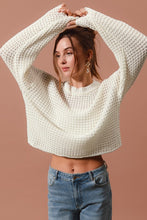 Load image into Gallery viewer, Crochet Waffle Knit Sweater - Ivory
