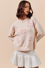 Load image into Gallery viewer, Soft Loose Fit Ribbon Embroidered Sweater - Blush
