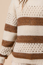 Load image into Gallery viewer, Oversized Striped Pattern Knit Sweater - Brown Ivory