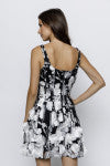 Load image into Gallery viewer, Floral Applique A-Line Mine Dress - Black/White
