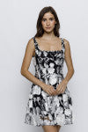 Load image into Gallery viewer, Floral Applique A-Line Mine Dress - Black/White
