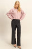 Wavy Textured Crewneck Sweater - Pink