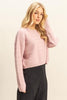 Wavy Textured Crewneck Sweater - Pink