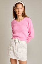 Load image into Gallery viewer, Lightweight Knit Sweater VNeck - Pink
