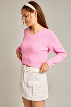 Load image into Gallery viewer, Lightweight Knit Sweater VNeck - Pink
